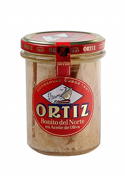 נתחי טונה לבנה בשמן זית צנצנת ORTIZ