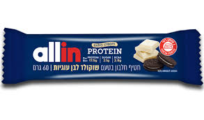חטיף חלבון בטעם שוקולד לבן ועוגיות ALLIN חטיף חלבון בטעם שוקולד לבן ועוגיות ALLIN